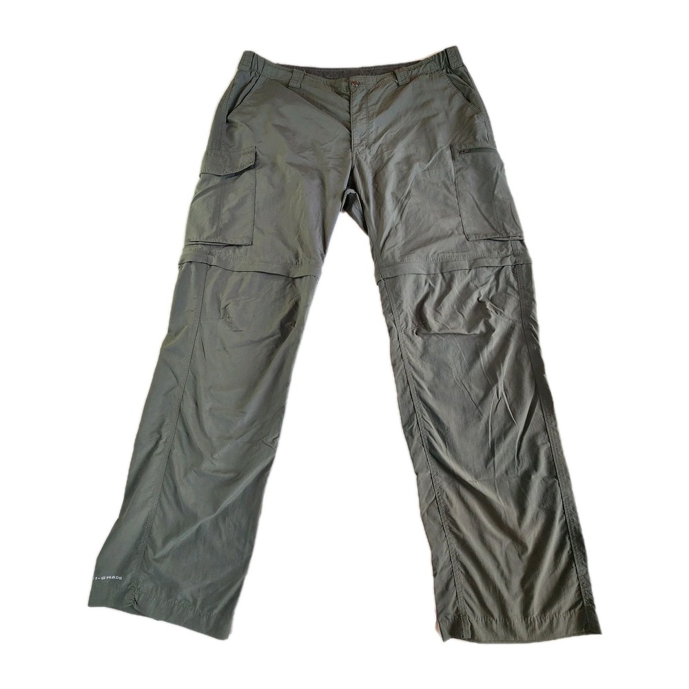 COLUMBIA Omni-Shade Hiking Pants‎ Mens 42 x 34 Gray Ripstop Convertable Cargo